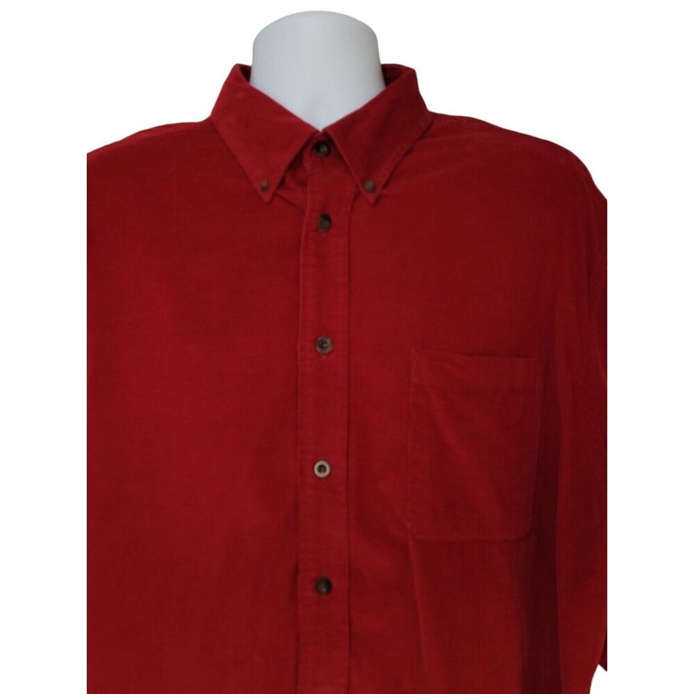 Roundtree & Yorke Shirt XL Work Wear Corduroy Button Down Long Sleeve Red Pocket